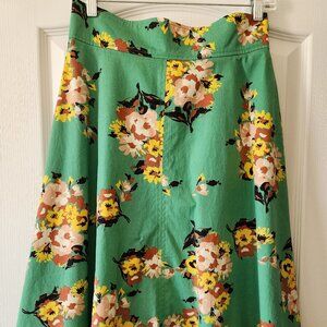 Anthropologie - Plenty by Tracy Reese green floral print skirt